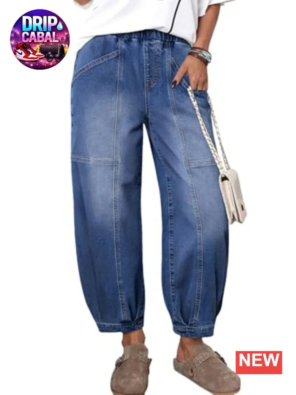 High Waisted Wide Leg Barrel Jeans for Women Trendy Stretchy